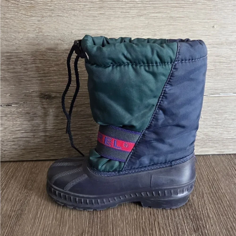 Vintage Sorel Winter Snow Boots - Navy Blue and Green- Size 11 Toddler